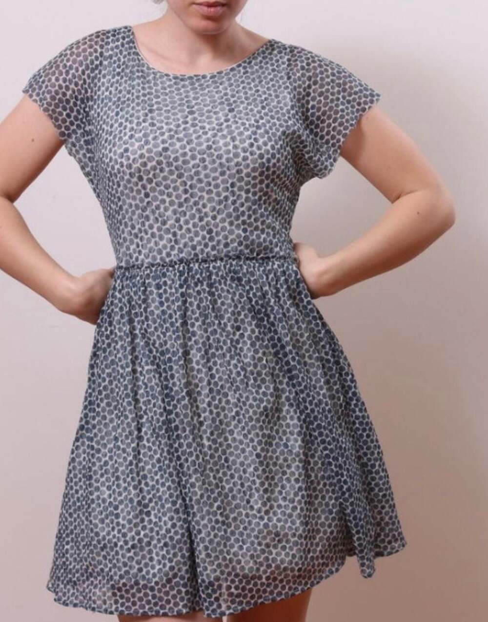 Weston Wear Dot Print Fit Flare A Line Dress M Made in San Francisco Coquette